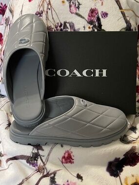 Coach grey Alyssa Quilted clog mule Sz 9